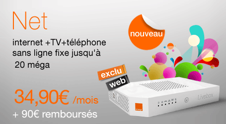 Net internet + TV + t&eacute;l&eacute;phone &agrave; 34,90&euro;/mois